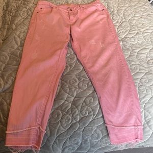 Pink Ankle Jeans. Very unique, fun, one of a kind, light pink ankle jeans.